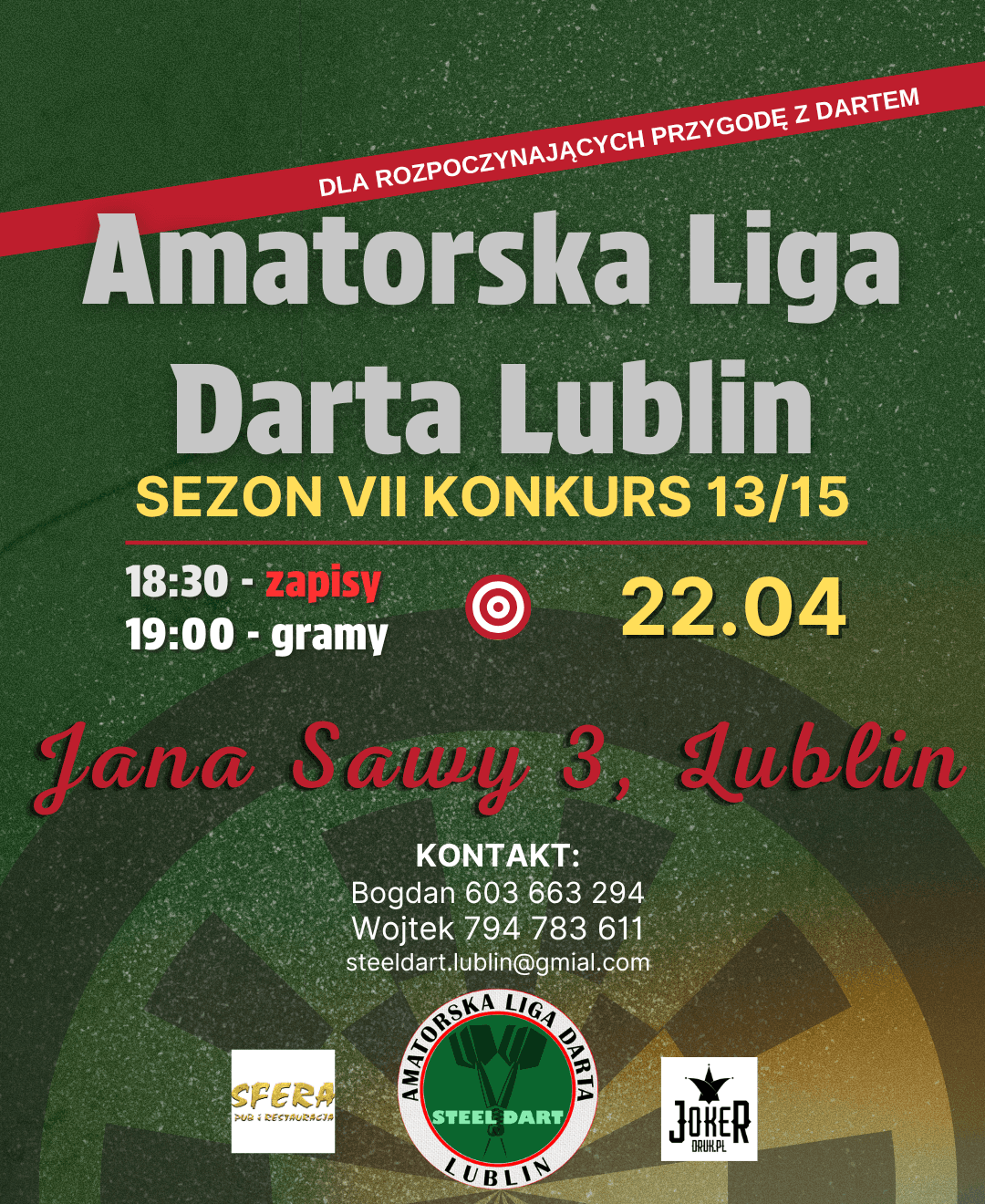 22.04.2026 r. kolejne spotkanie Amatorskiej Ligi Darta Lublin